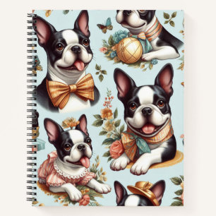Schattige Boston Terrier Illustratie Notitieboek