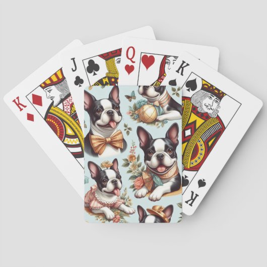 Schattige  Boston Terrier Illustratie Pokerkaarten (Achterkant)
