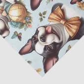 Schattige  Boston Terrier Illustratie Tissuepapier (Detail)