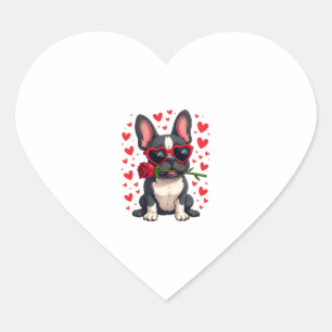 Schattige Boston Terrier in Bril Roos Valentijnsda Hart Sticker