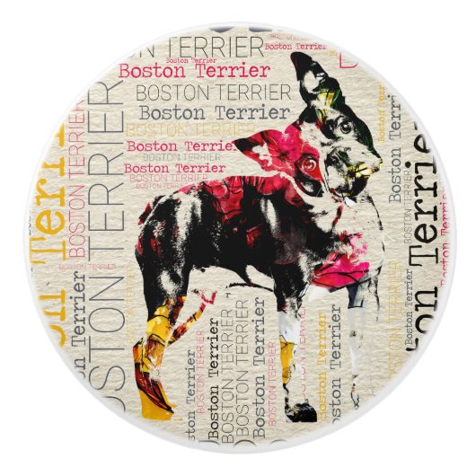 Schattige Boston Terrier Keramische Knop (Voorkant)