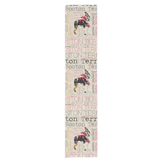 Schattige Boston Terrier Korte Tafelloper (Voorkant)