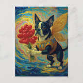 Schattige Boston Terrier Met Harten Briefkaart (Voorkant)