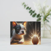 Schattige Boston Terrier Puppy Broken Egg Briefkaart (Staand voorkant)