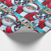 Schattige Boston Terrier Santa Clause Kerstmis Des Cadeaupapier (Hoek)