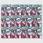 Schattige Boston Terrier Santa Clause Kerstmis Des Cadeaupapier (Vlak)