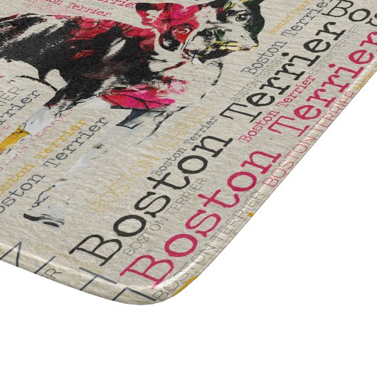 Schattige Boston Terrier Snijplank (Hoek)