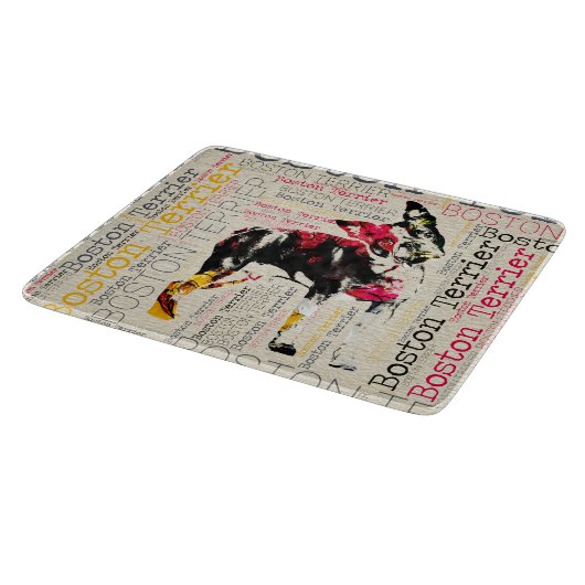Schattige Boston Terrier Snijplank (Hoek)