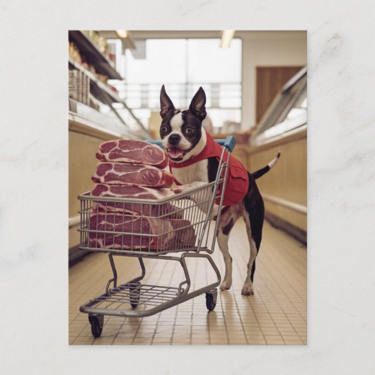 Schattige Boston Terrier-winkels voor vlees Briefkaart (Voorkant)