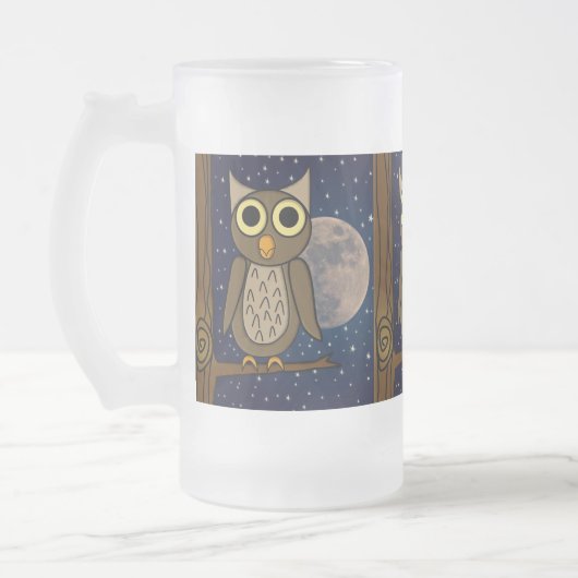 Schattige bosvogelkunst matglas bierpul (Links)