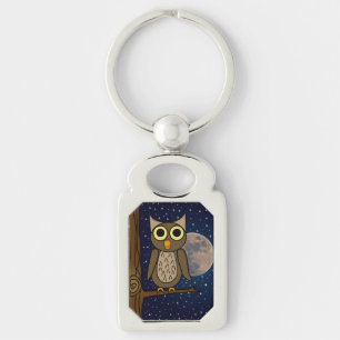 Schattige bosvogelkunst sleutelhanger