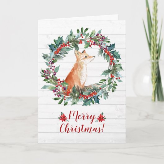 Schattige Bosvos Kerstmis Kaart (Voorkant)
