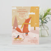 Schattige Bosvos | Winter Bos Kerstfeest Kaart (Staand voorkant)