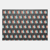 Schattige Bosvos Zwarte Kerst Inpakpapier Vel (Voorkant 2)