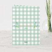Schattige bosvossen groene gingham 1e verjaardag (Achterkant)