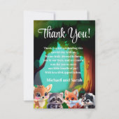 Schattige bosvrienden vos stinkdier wasbeer hert bedankkaart (Voorkant)