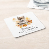 Schattige boswolf herfst babyshower kartonnen onderzetters (Schuin)