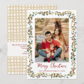 Schattige Botanisch Groen Vrolijk Kerstfeest 1 Fot Feestdagenkaart (Voorkant / Achterkant)