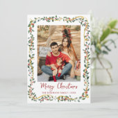 Schattige Botanisch Groen Vrolijk Kerstfeest 1 Fot Feestdagenkaart (Staand voorkant)