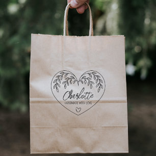 Schattige Botanisch Hart Handgemaakt met liefde, G Rubberstempel