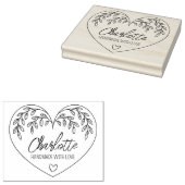 Schattige Botanisch Hart Handgemaakt met liefde, G Rubberstempel (Gestempeld)