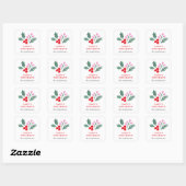Schattige Botanisch Rood Roze Kerstfeest Vierkante Sticker (Vel)
