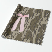 Schattige Bottomland Camo Esthetisch Roze Lint Cadeaupapier (Uitgerold)