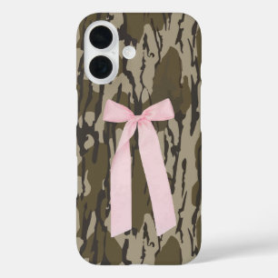 Schattige Bottomland Camo Esthetisch Roze Lint iPhone 16 Hoesje