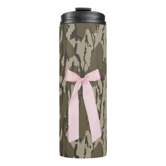 Schattige Bottomland Camo Esthetisch Roze Lint Thermosbeker (Voorkant)