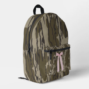 Schattige Bottomland Camo Esthetische Roze Lint Bedrukte Rugzak