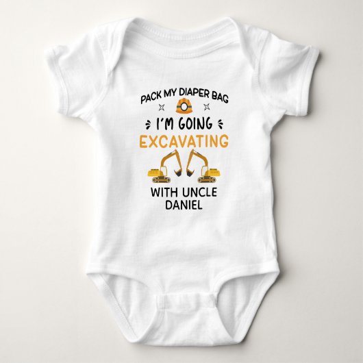Schattige Bouw Baby, Graven met Oom Romper (Voorkant)