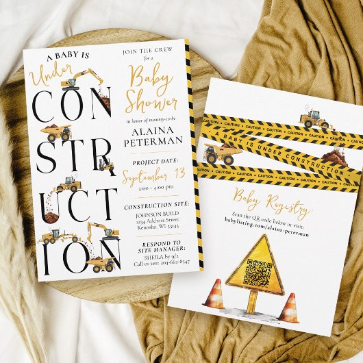 Schattige Bouw Baby Jongen Shower met een Dump Tru Kaart