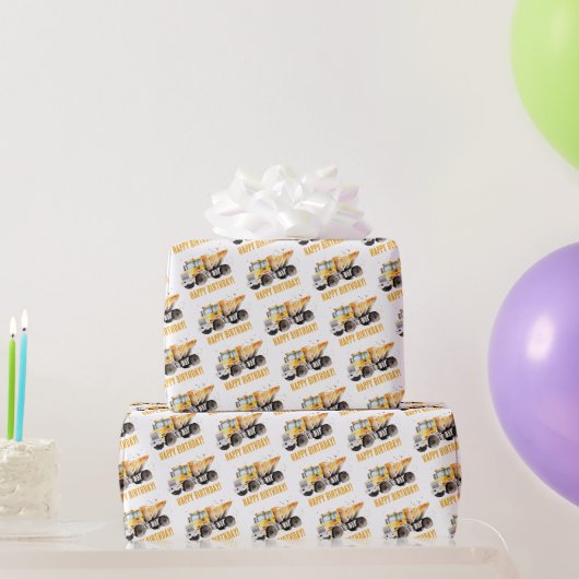 Schattige Bouw Dump Truck Gefeliciteerd Cadeaupapier (Feestgeschenken)