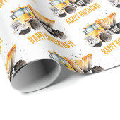 Schattige Bouw Dump Truck Gefeliciteerd Cadeaupapier (Rol Hoek)