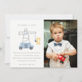 Schattige bouw kraan foto verjaardag voor elke lee bedankkaart (Voorkant)