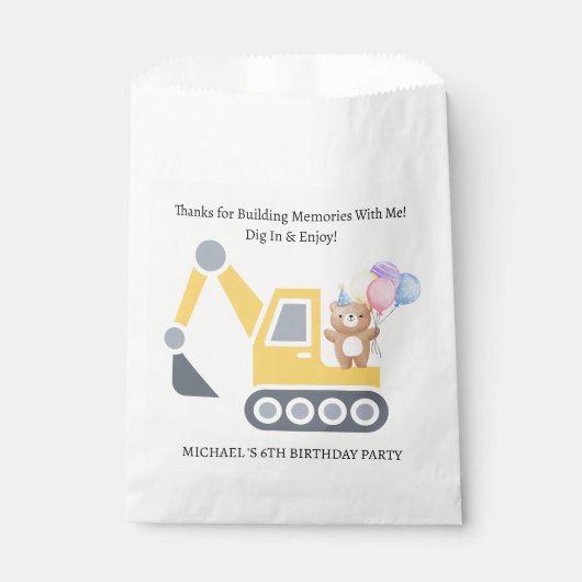 Schattige bouwthema verjaardagsfeest bedankzakje (Voorkant)