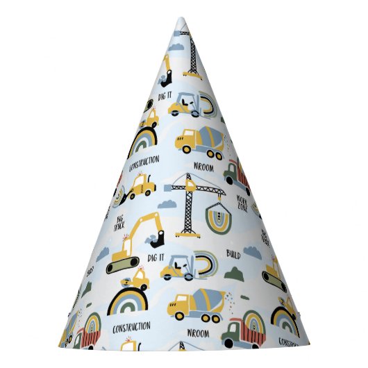 Schattige bouwthema verjaardagsfeest feesthoedjes (Voorkant)