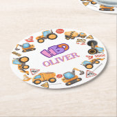 Schattige bouwthema verjaardagsfeest ronde kartonnen onderzetter (Gebogen)