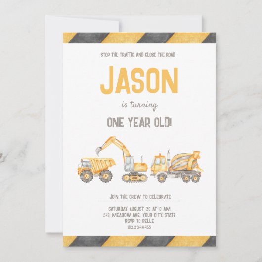 Schattige bouwuitnodiging kaart (Voorkant)