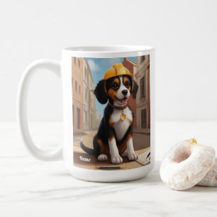 Schattige bouwvakker hond Schattigee puppy kunst Koffiemok