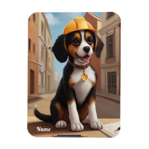 Schattige bouwvakker hond Schattigee puppy kunst Magneet