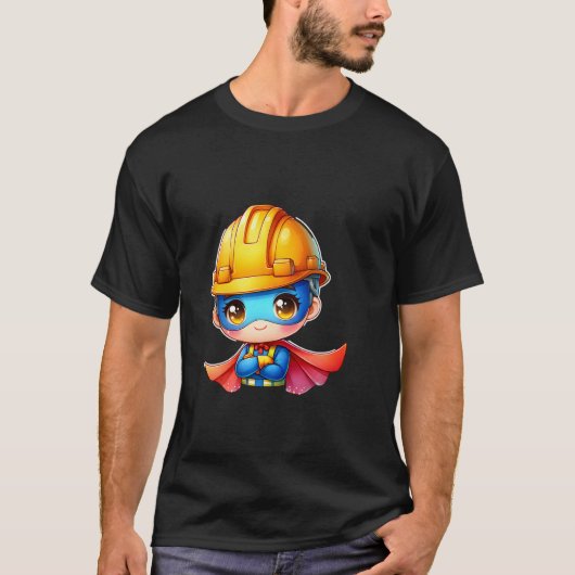 Schattige Bouwvakker Superheld Bouwer Superh T-shirt (Voorkant)