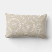 Schattige Bow Linen Textured Monogrammed Kussen (Achterkant)