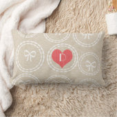 Schattige Bow Linen Textured Monogrammed Kussen (Deken)