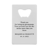 Schattige Bow Stropdas Groomsmen Bruiloft Creditkaart Flessenopener (Achterkant)