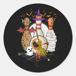 Schattige Bowling Drie Pins Witch Mummy Halloween  Ronde Sticker