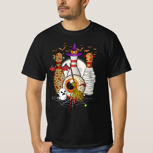 Schattige Bowling Drie Pins Witch Mummy Halloween  T-shirt (Voorkant)