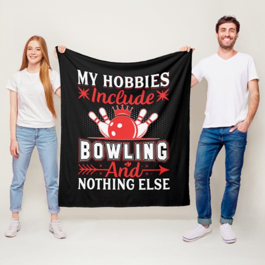 Schattige Bowling hobby woordkunst Fleece Deken (In situ)