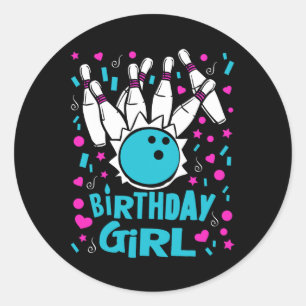 Schattige Bowling Party Verjaardags Meisje Kinder Ronde Sticker