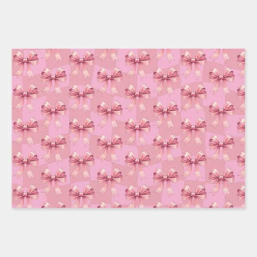 Schattige Bows Roze Kerst Inpakpapier Vel (Voorkant 3)